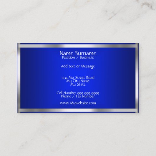 Blue Silver Abstrakt Visitenkarte (Rückseite)