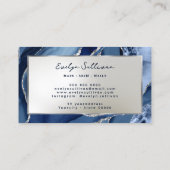 Blue Silver Agate Business Card Visitenkarte (Rückseite)