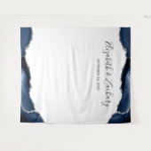 Blue Silver Agate Frame Wedding Foto Stand Wandteppich (Vorderseite (Horizontal))