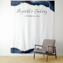 Blue Silver Agate Frame Wedding Foto Stand Wandteppich