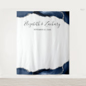 Blue Silver Agate Frame Wedding Foto Stand Wandteppich (Vorderseite)