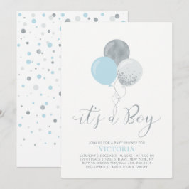 Blue & Silver Balloons | Es ist eine Baby-Dusche Einladung