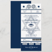 Blue Silver Bar Mitzvah für Twins Football Ticket Einladung (Vorne/Hinten)