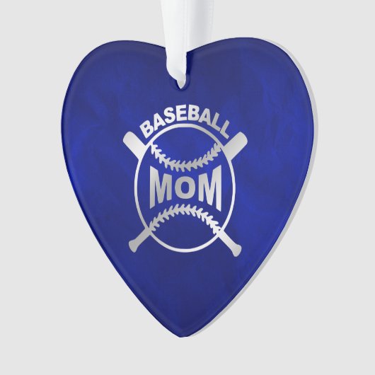 Blue Silver Baseball Mama Ornament (Vorderseite)