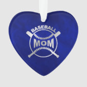 Blue Silver Baseball Mama Ornament (Vorderseite)