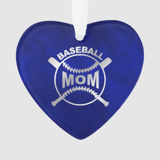 Blue Silver Baseball Mama Ornament (Vorderseite)