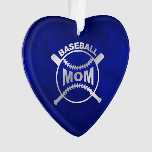 Blue Silver Baseball Mama Ornament (Vorderseite)