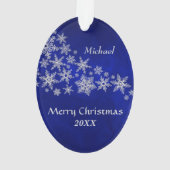 Blue Silver Baseball Player Ornament (Rückseite)