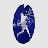 Blue Silver Baseball Player Ornament (Vorderseite)