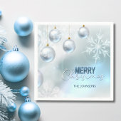 Blue Silver Baubles Snowflakes CHRISTMAS Serviette