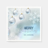 Blue Silver Baubles Snowflakes CHRISTMAS Serviette (Vorderseite)
