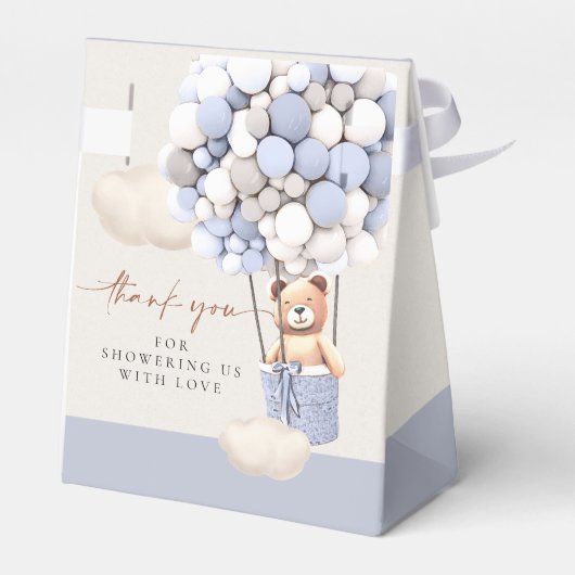 Blue Silver Bear Balloons Gefallen Box Geschenkschachtel (Rückseite)