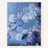 Blue Silver Bee Floral Girly Chic Modern Name Notizblock (Vorderseite)