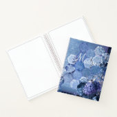 Blue Silver Bee Floral Girly Chic Modern Name Notizblock (Innenseite)