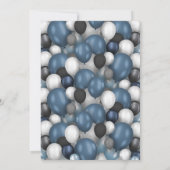 Blue Silver Black & White 50. Geburtstag Einladung (Rückseite)