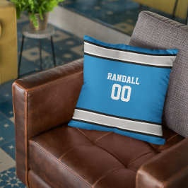 Blue, Silver, Black & White Football Team Custom Kissen