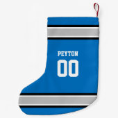 Blue, Silver, Black & White Football Team Kleiner Weihnachtsstrumpf (Rückseite)