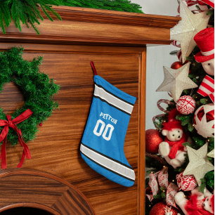 Blue, Silver, Black & White Football Team Kleiner Weihnachtsstrumpf