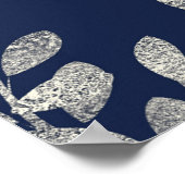 Blue Silver Botanical Floral Blätter Seating Chart Poster (Ecke)