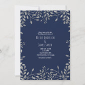 Blue & Silver Botanical Modern Wedding Einladungen (Vorderseite)