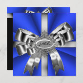 Blue Silver Bow 30. Schwarz-weiß Jewel 2 Einladung (Vorne/Hinten)