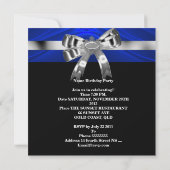 Blue Silver Bow 30. Schwarz-weiß Jewel Einladung (Rückseite)