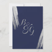 Blue Silver Brushstrokes Calendar Wedding Save The Date (Rückseite)