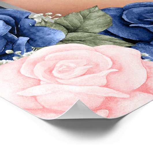 Blue Silver Celebration Life Foto Begräbniszeichen Poster (Ecke)