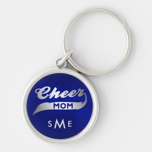 Blue Silver Cheer Mama Monogram Schlüsselanhänger (Vorne)