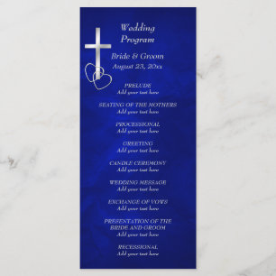 Blue Silver Christlich Cross Wedding Programm