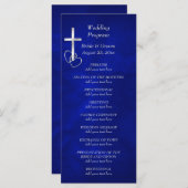 Blue Silver Christlich Cross Wedding Programm (Vorne/Hinten)