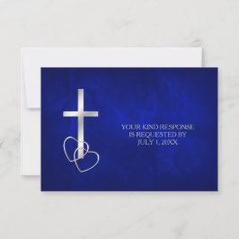 Blue Silver Christlich Cross Wedding RSVP Karte