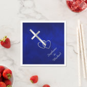 Blue Silver Christlich Cross Wedding Serviette (Beispiel)
