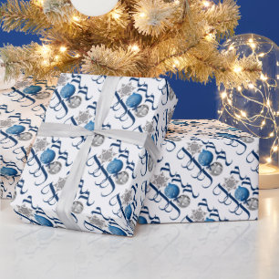 Blue Silver Christmas Joy Geschenkpapier