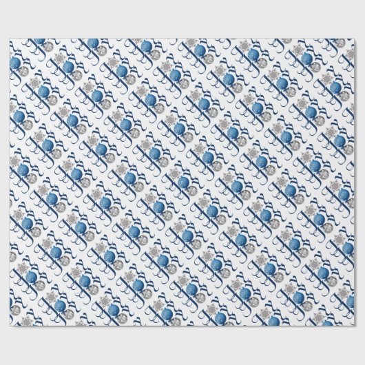 Blue Silver Christmas Joy Geschenkpapier (Flach)