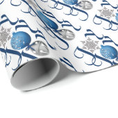 Blue Silver Christmas Joy Geschenkpapier (Rolleneckpunkt)