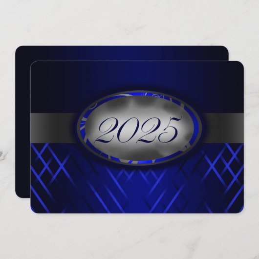 Blue & Silver Class of 2025 Party Einladung (Vorne/Hinten)