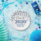 Blue Silver Confetti Abschluss 2020 Pappteller (Party)