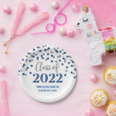 Blue Silver Confetti Abschluss 2022 Pappteller (Party)