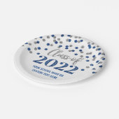 Blue Silver Confetti Abschluss 2022 Pappteller (Schrägansicht)