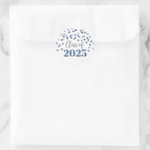 Blue Silver Confetti Abschluss 2025 Runder Aufkleber (Tasche)