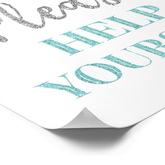 Blue Silver Confetti Bitte helfen Sie sich selbst  Poster (Ecke)