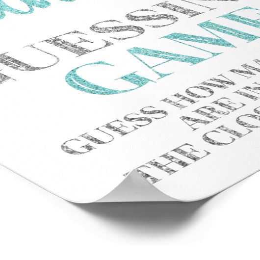 Blue Silver Confetti Candy Guessing Game-Zeichen Poster (Ecke)