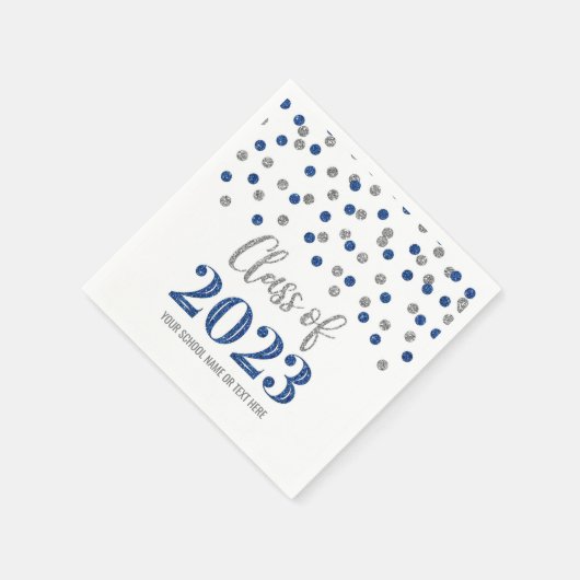 Blue Silver Confetti Class of 2023 Serviette (Ecke)