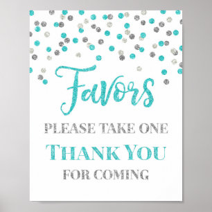 Blue Silver Confetti favorisiert Babyduschzeichen Poster