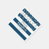 Blue Silver Confetti Frohe Weihnachten Napkin Serviette (Ecke)