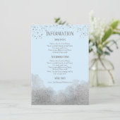 Blue Silver Confetti Hochzeitsinformationen Begleitkarte (Stehend Vorderseite)