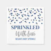 Blue Silver Confetti mit Liebe gesprinklt Serviette (Vorderseite)