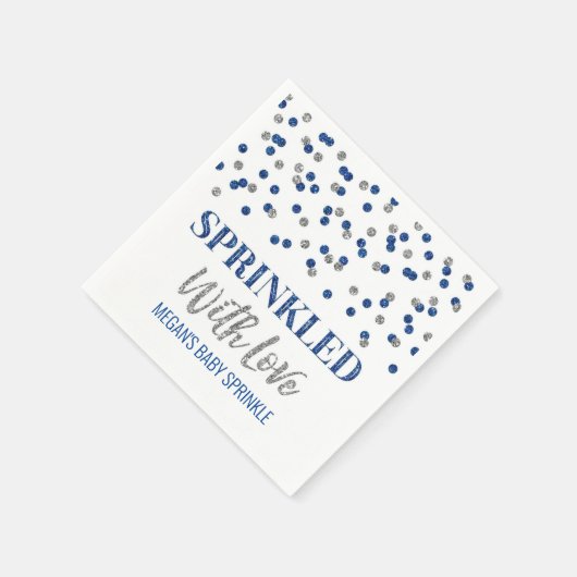 Blue Silver Confetti mit Liebe gesprinklt Serviette (Ecke)