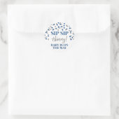 Blue Silver Confetti Sip Hooray Runder Aufkleber (Tasche)